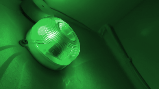 Green light lit up at night