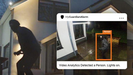 Burglar outside a house detected on security cameras